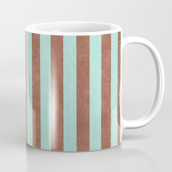STRIPES - 005 - brown and teal Coffee Mug Gallery Image 1