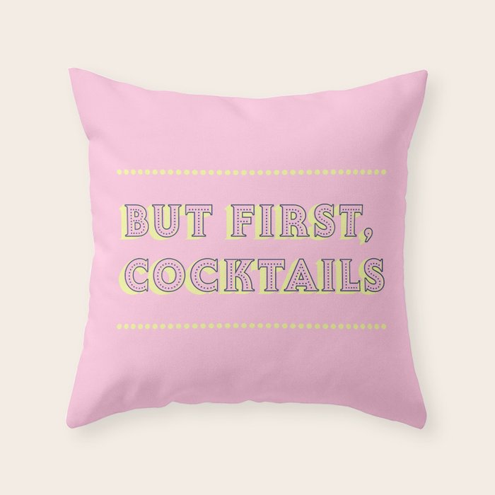 Pastel Pink Party Cocktails Throw Pillow Gallery Image 1