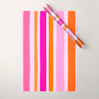 Pink and Orange Stripes Freehand Wrapping Paper Gallery Image 1