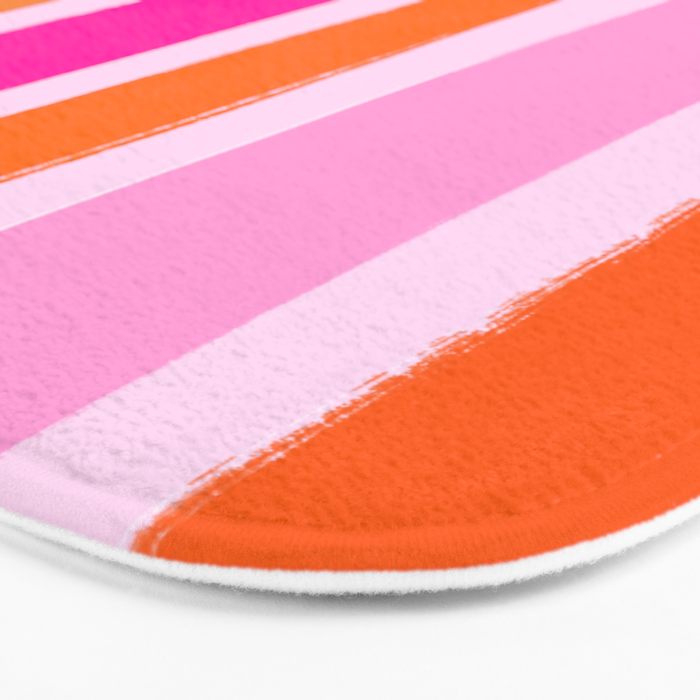 Pink and Orange Stripes Freehand Bath Mat Gallery Image 3