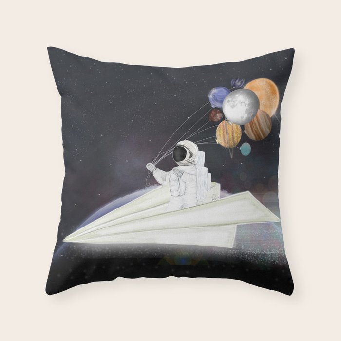 space sailing Throw Pillow Gallery Image 1