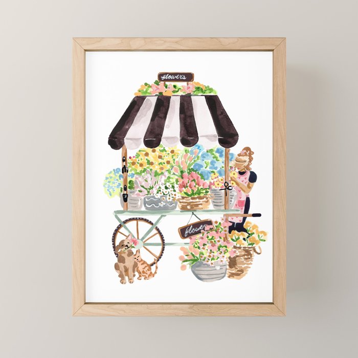 Flower Cart Mini Art Print Gallery Image 1