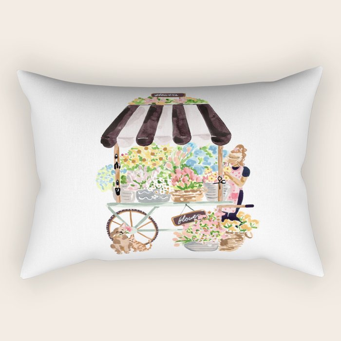 Flower Cart Rectangular Pillow Gallery Image 1