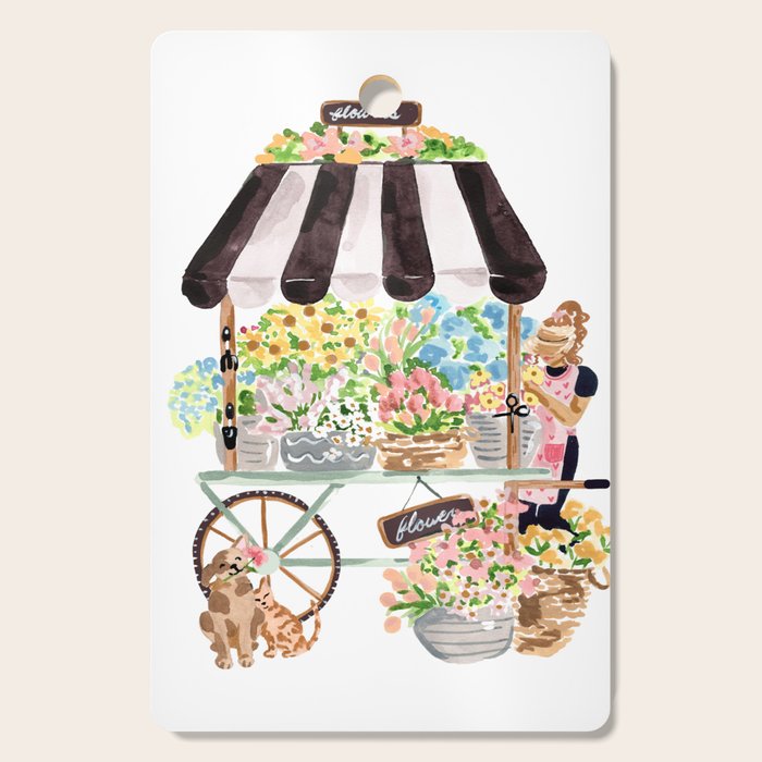 Flower Cart Cutting Board Gallery Image 1
