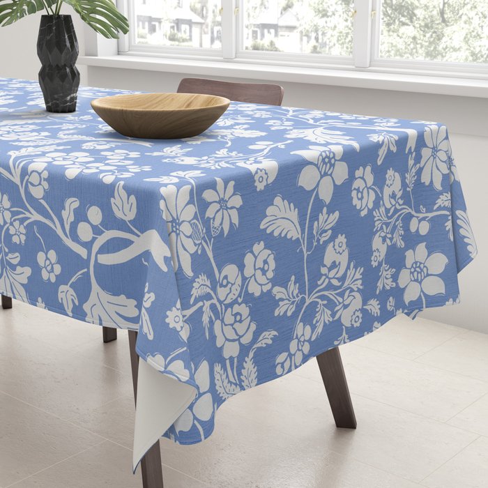 Vintage Style Chintz Florals On Blue Tablecloth Gallery Image 3