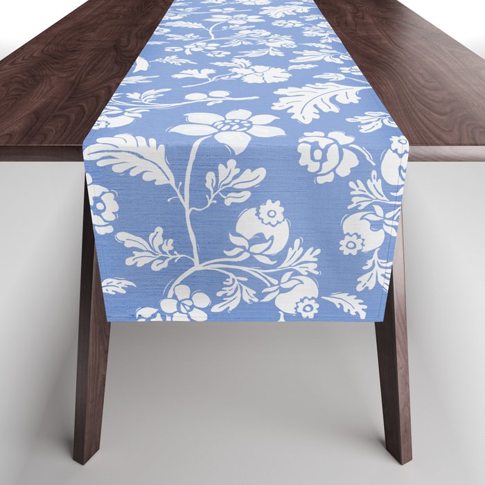Vintage Style Chintz Florals On Blue Table Runner Gallery Image 1