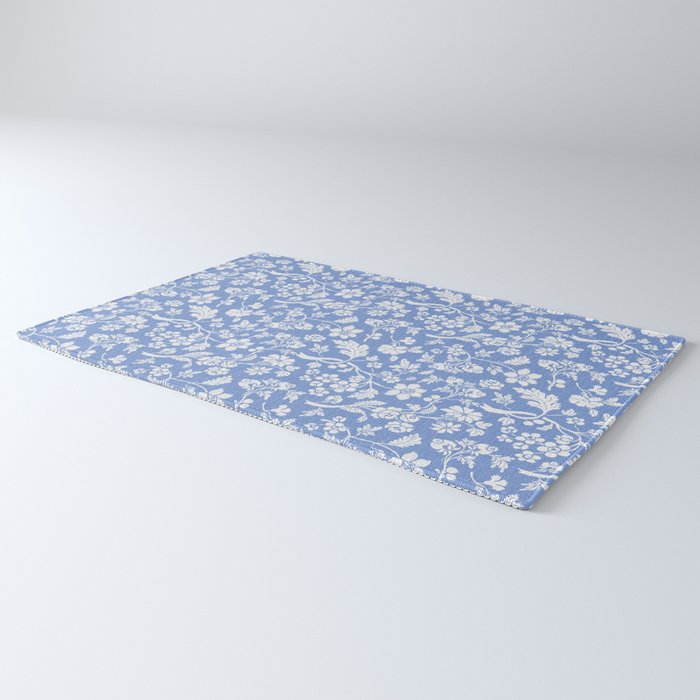Vintage Style Chintz Florals On Blue Rug Gallery Image 3