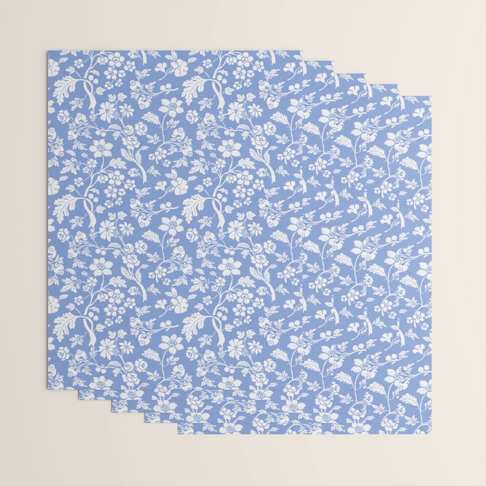 Vintage Style Chintz Florals On Blue Wrapping Paper Gallery Image 3