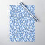 Vintage Style Chintz Florals On Blue Wrapping Paper Gallery Image 1