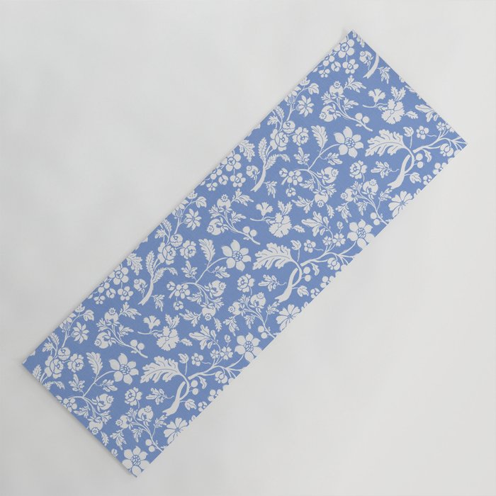 Vintage Style Chintz Florals On Blue Yoga Mat Gallery Image 1