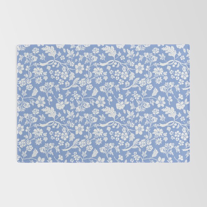 Vintage Style Chintz Florals On Blue Rug Gallery Image 2