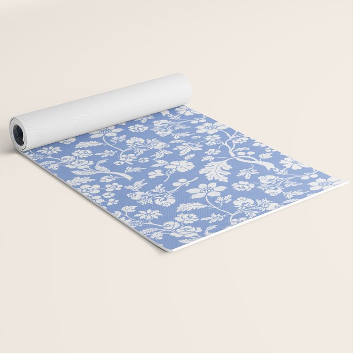 Vintage Style Chintz Florals On Blue Yoga Mat Gallery Image 2