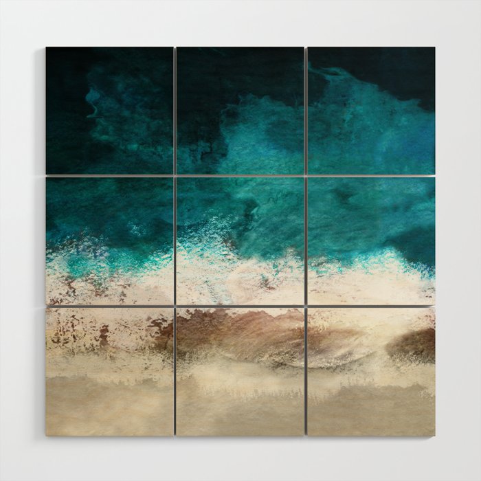 Watercolour Summer Beach V Wood Wall Art Gallery Image 1
