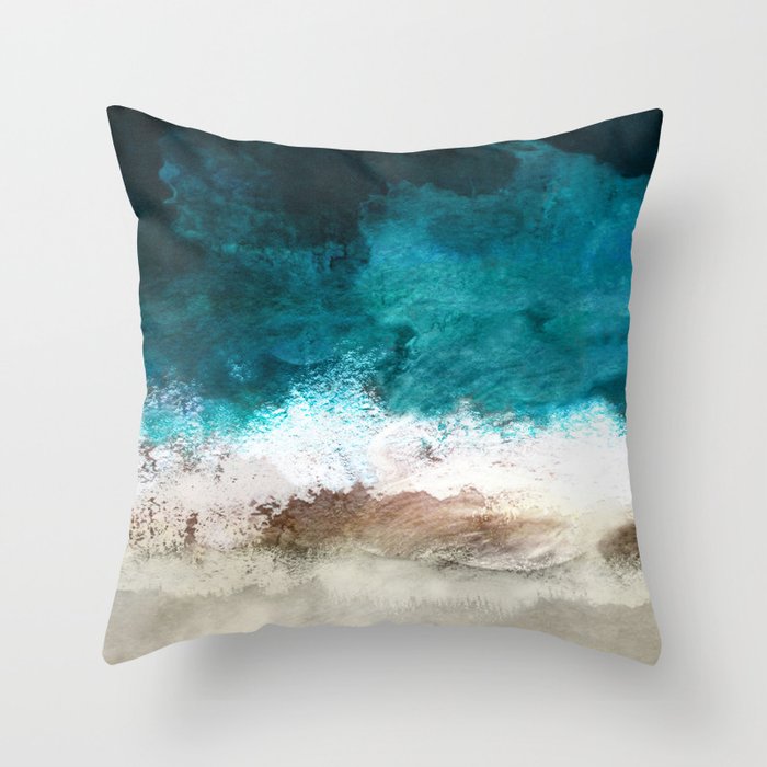 Watercolour Summer Beach V Throw Pillow Gallery Image 1
