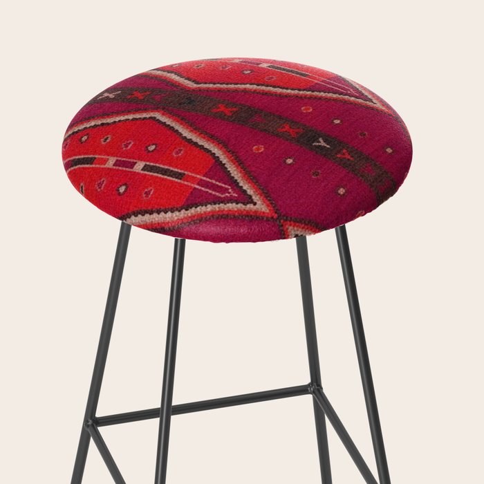 The Crimson Symmetry Handwoven Tribal Kilim Art Stool Gallery Image 2