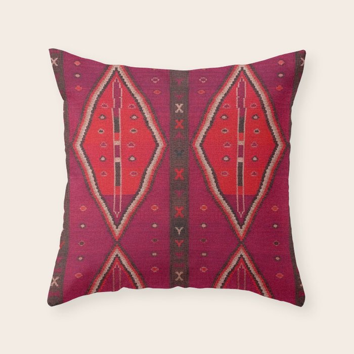 The Crimson Symmetry Handwoven Tribal Kilim Art Throw Pillow Gallery Image 1