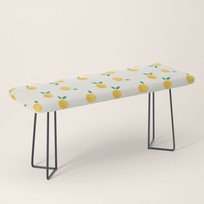 Sunny Mediterranean Lemon Pattern  Summer Coastal Vibes Bench Gallery Image 1