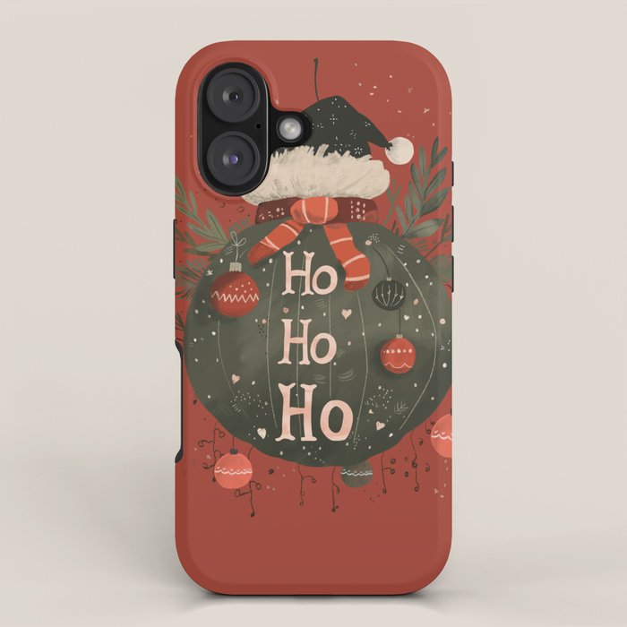 Festive Ho Ho Ho Bauble Red  iPhone Case Gallery Image 1