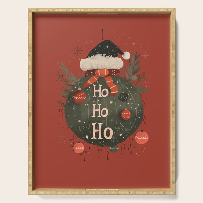 Festive Ho Ho Ho Bauble Red  Serving Tray Gallery Image 1