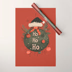 Festive Ho Ho Ho Bauble Red  Wrapping Paper Gallery Image 1