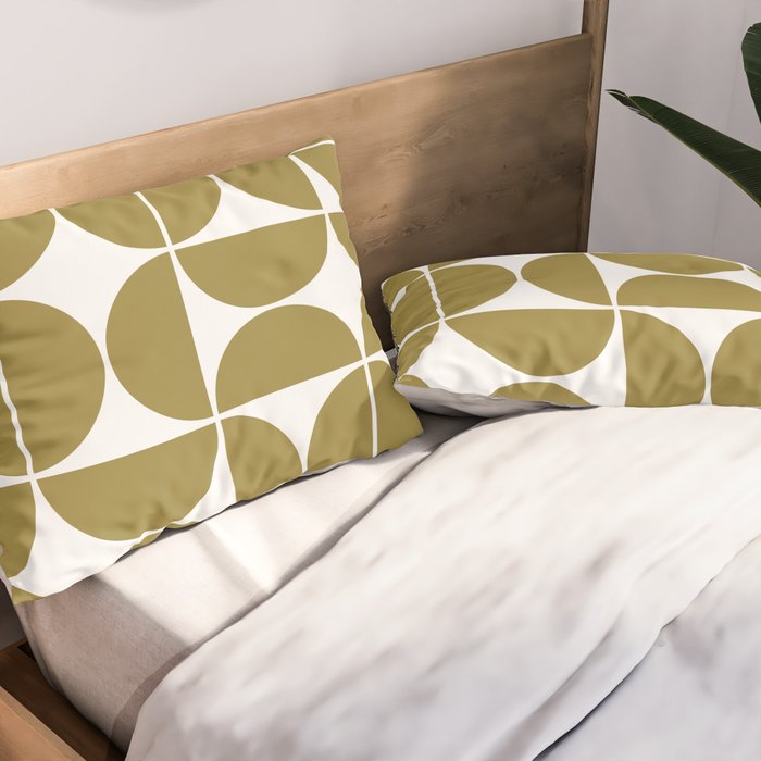 Mid Century Modern Geometric 04 Flat Gold Pillow Sham Gallery Image 2