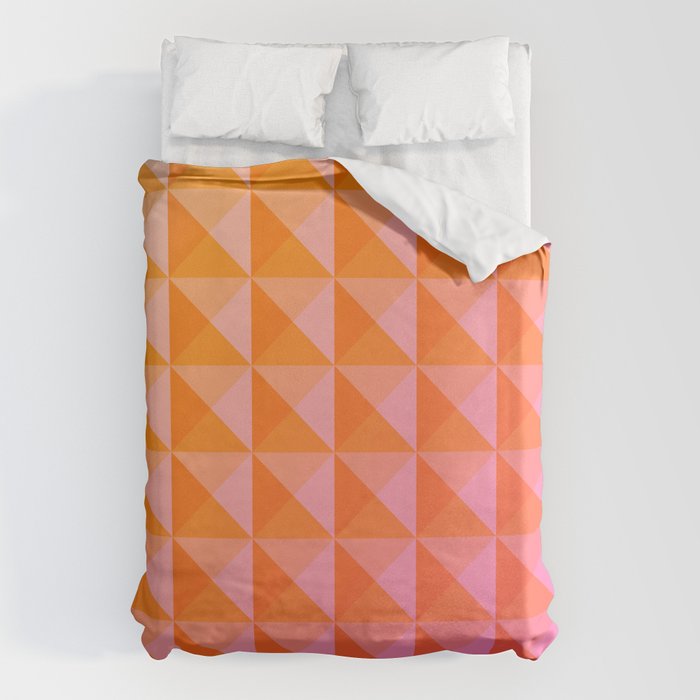 Geometric Gradient in Pink and Orange Duvet Cover Gallery Image 1