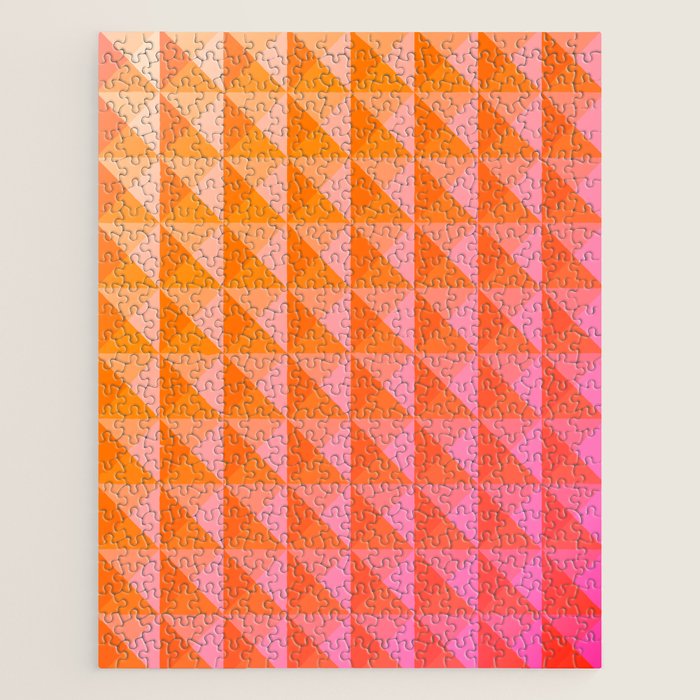 Geometric Gradient in Pink and Orange Jigsaw Puzzle Gallery Image 1