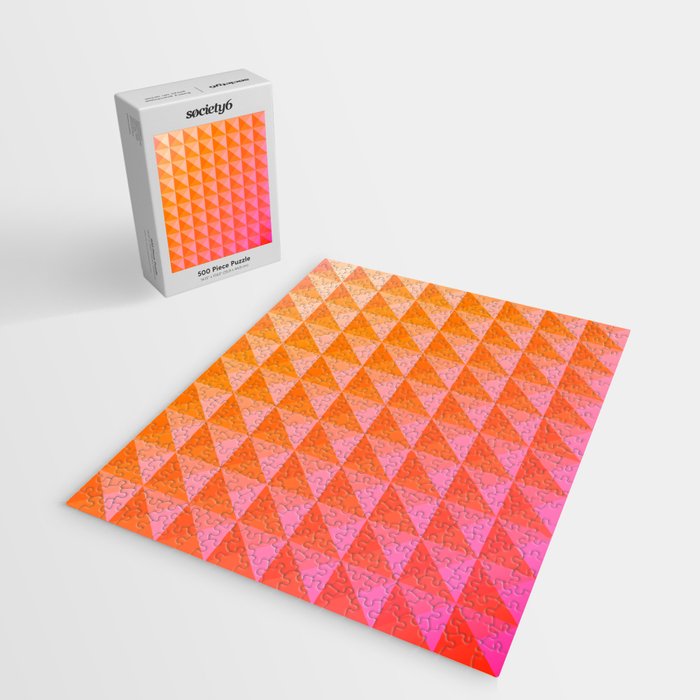 Geometric Gradient in Pink and Orange Jigsaw Puzzle Gallery Image 2