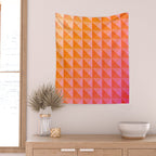Geometric Gradient in Pink and Orange Wall Tapestry Gallery Image 2