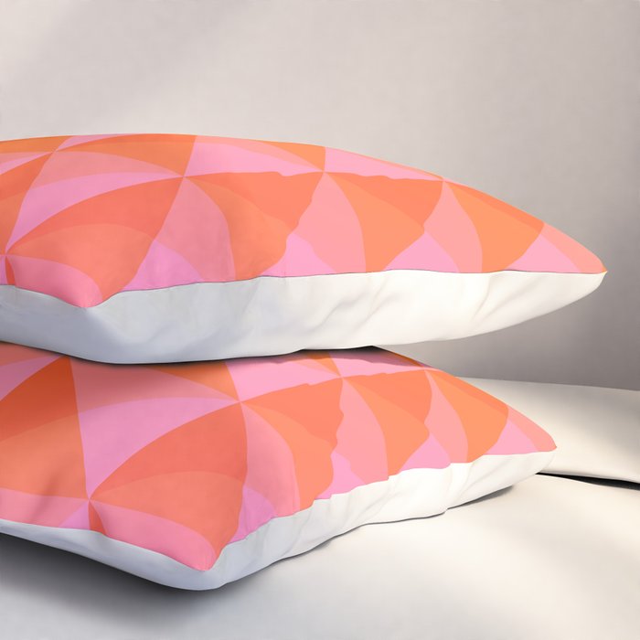 Geometric Gradient in Pink and Orange Pillow Sham Gallery Image 3