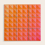 Geometric Gradient in Pink and Orange Wood Wall Art Gallery Image 1