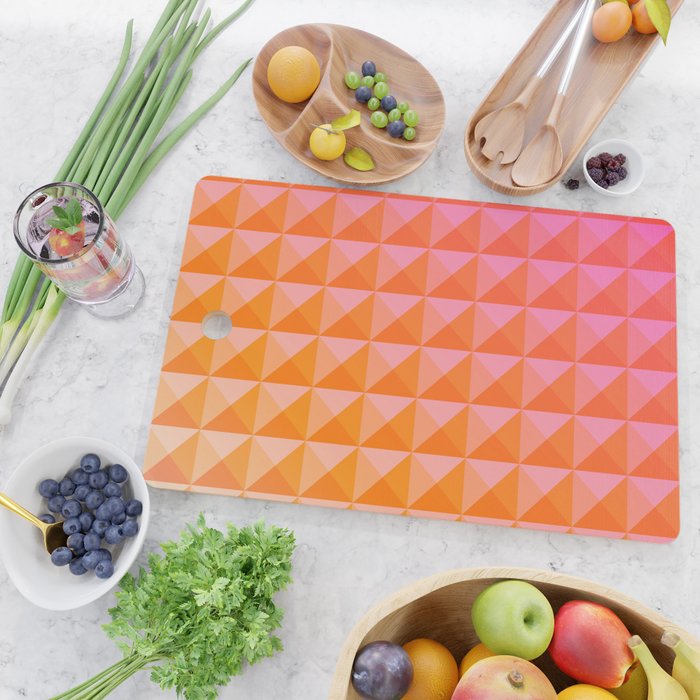 Geometric Gradient in Pink and Orange Cutting Board Gallery Image 2
