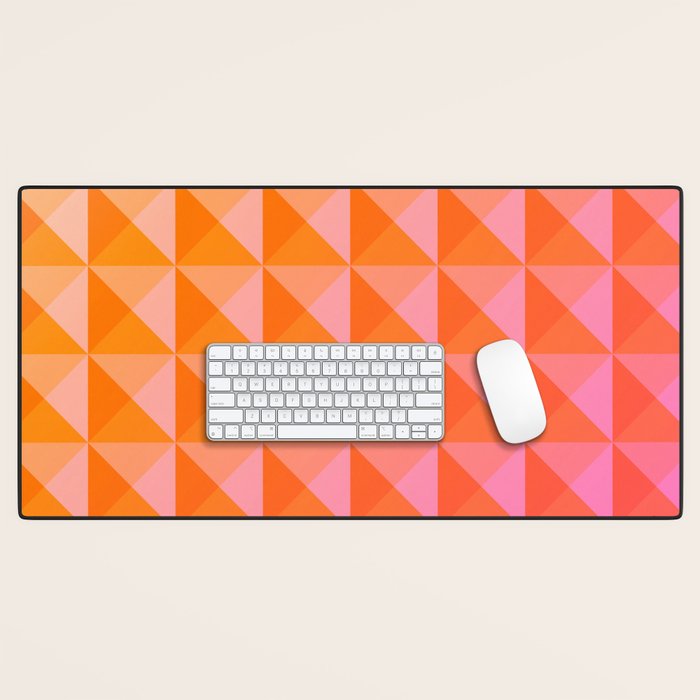 Geometric Gradient in Pink and Orange Desk Mat Gallery Image 1