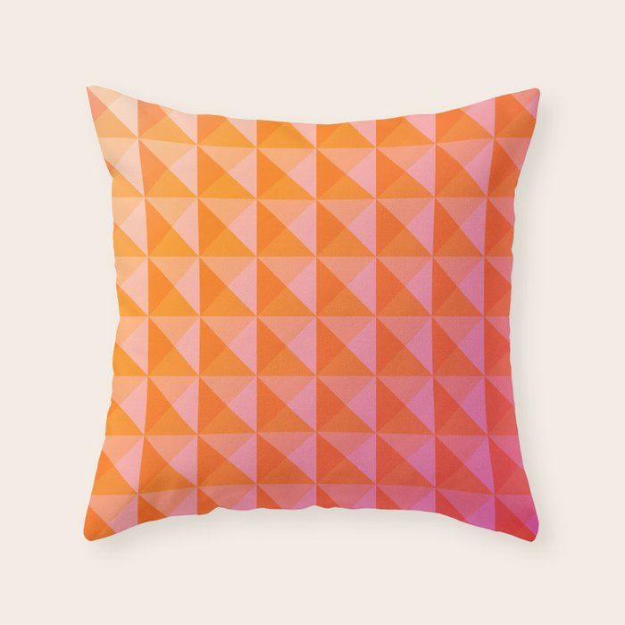 Geometric Gradient in Pink and Orange Throw Pillow Gallery Image 6