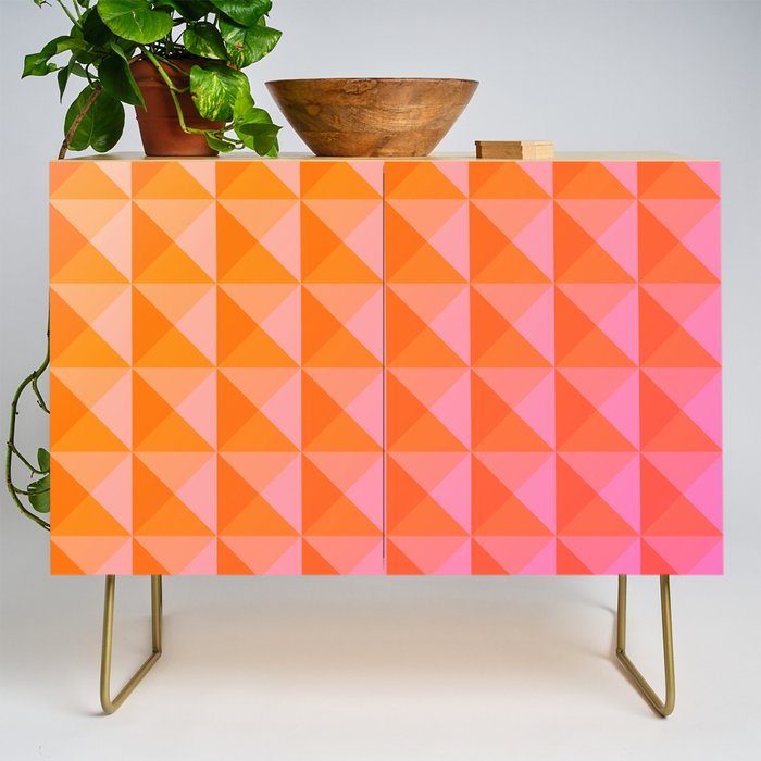 Geometric Gradient in Pink and Orange Credenza Gallery Image 1