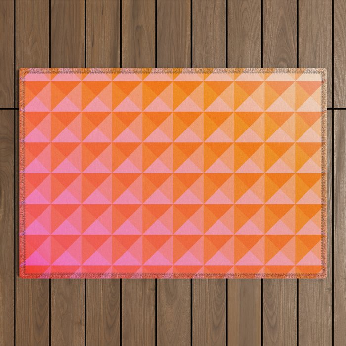 Geometric Gradient in Pink and Orange Outdoor Rug Gallery Image 1