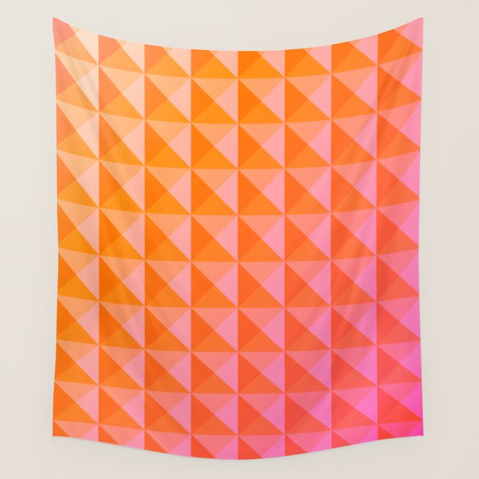 Geometric Gradient in Pink and Orange Wall Tapestry Gallery Image 4