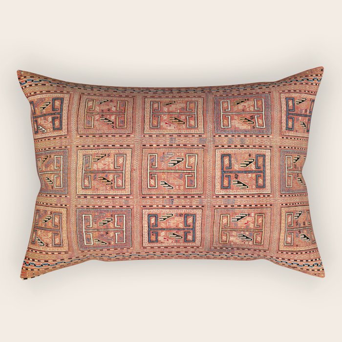 Zili South Caucasus Azerbaijan Antique Flatweave Rug Print Rectangular Pillow Gallery Image 1