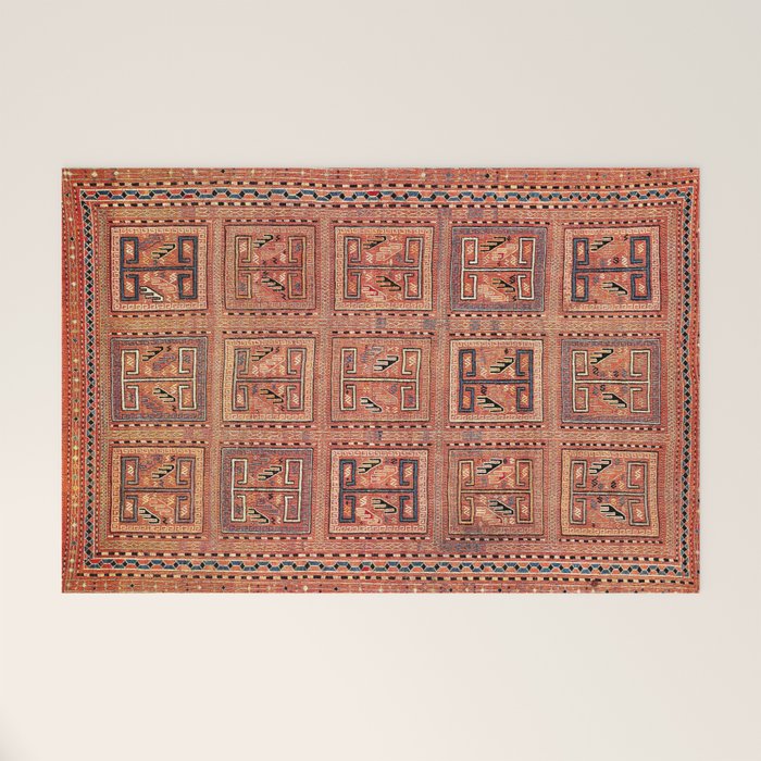 Zili South Caucasus Azerbaijan Antique Flatweave Rug Print Welcome Mat Gallery Image 1