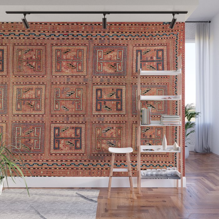 Zili South Caucasus Azerbaijan Antique Flatweave Rug Print Wall Mural Gallery Image 1