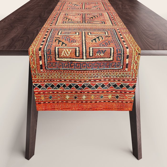 Zili South Caucasus Azerbaijan Antique Flatweave Rug Print Table Runner Gallery Image 1