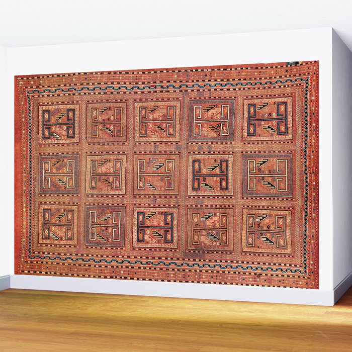 Zili South Caucasus Azerbaijan Antique Flatweave Rug Print Wall Mural Gallery Image 2