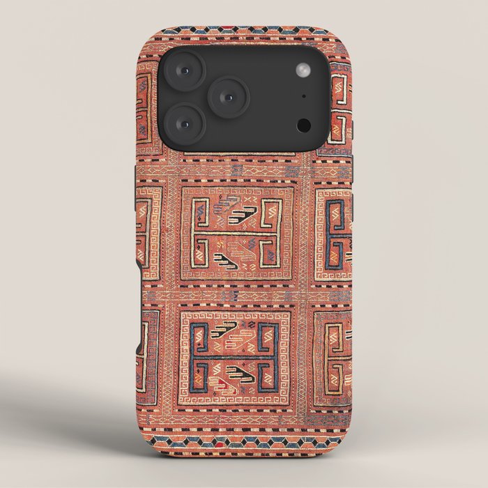 Zili South Caucasus Azerbaijan Antique Flatweave Rug Print iPhone Case Gallery Image 3