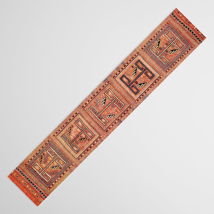 Zili South Caucasus Azerbaijan Antique Flatweave Rug Print Table Runner Gallery Image 3