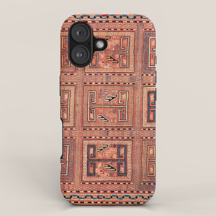 Zili South Caucasus Azerbaijan Antique Flatweave Rug Print iPhone Case Gallery Image 1