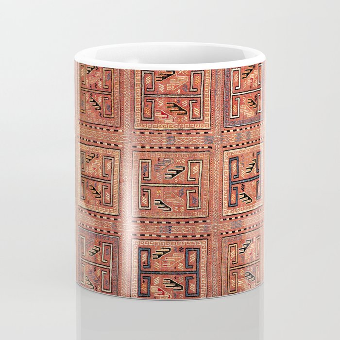 Zili South Caucasus Azerbaijan Antique Flatweave Rug Print Coffee Mug Gallery Image 4