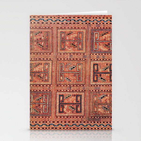 Zili South Caucasus Azerbaijan Antique Flatweave Rug Print Stationery Card Gallery Image 1