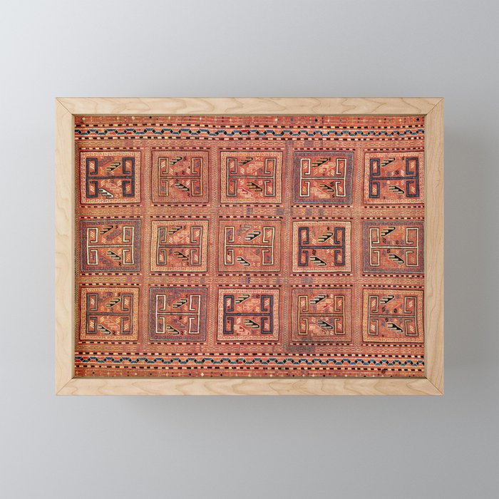 Zili South Caucasus Azerbaijan Antique Flatweave Rug Print Mini Art Print Gallery Image 1