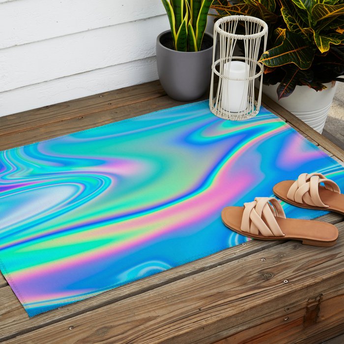 Holographic Iridescent Chill Vibes Outdoor Rug Gallery Image 2
