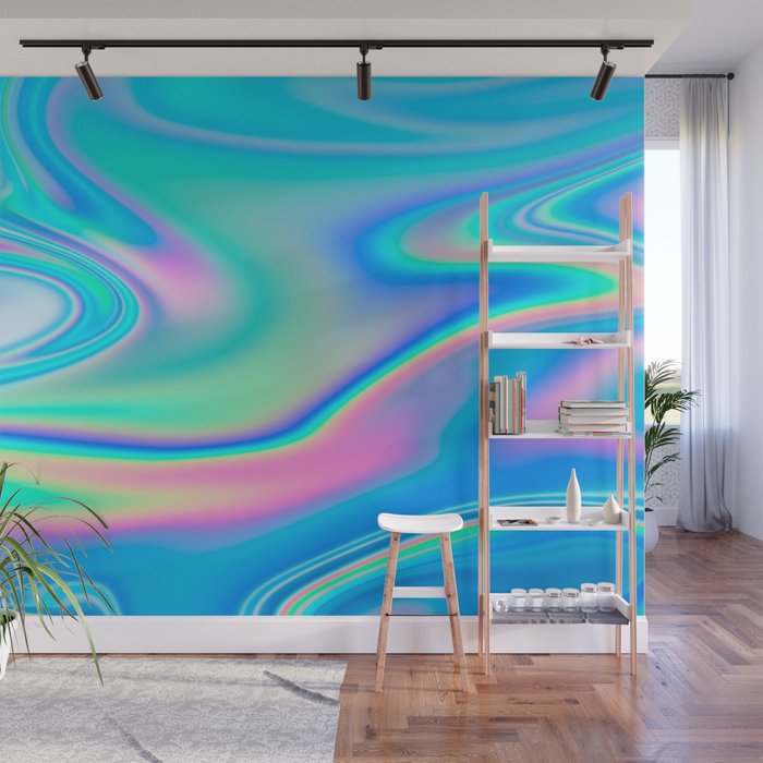 Holographic Iridescent Chill Vibes Wall Mural Gallery Image 1